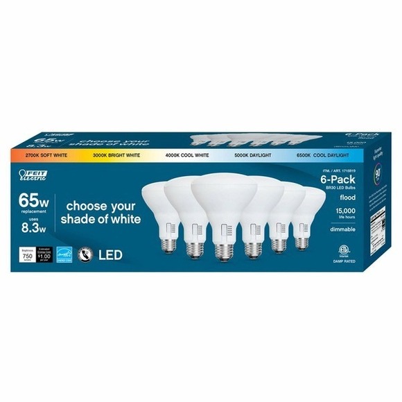 Feit Electric Other - 6 Pack Feit Electric LED 5-Color Choice BR30 65W Equivalent 750 Lumen Soft White